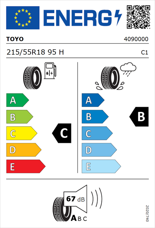 Tyre Label for Toyo Proxes Sport 2 215/55R18 95H