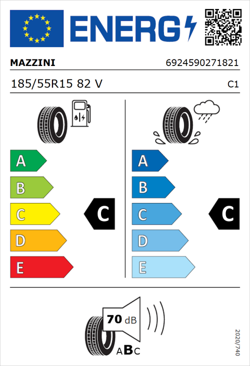Tyre Label for Mazzini Falconer F1 185/55R15 82V