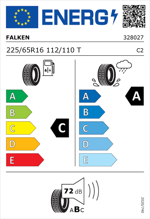 Tyre Label for Falken Linam VAN01 225/65R16 112/110T